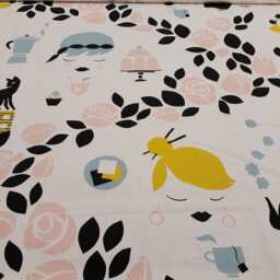 Curtain Panel White Yellow Black Pink Cats Radio Modern Decor Cafe Curtain Kitchen Valance , Runner Napkins Available, Great Gift - thumbnail 2
