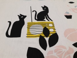 Curtain Panel White Yellow Black Pink Cats Radio Modern Decor Cafe Curtain Kitchen Valance , Runner Napkins Available, Great Gift