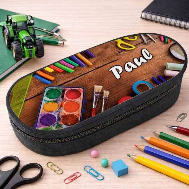 Personalized Pencil Case With Name For Back To School, Box, Gift Starting School Cone Filler, Small - Craft Table - image 1