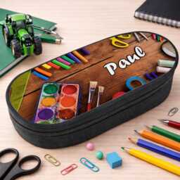 Personalized Pencil Case With Name For Back To School, Box, Gift Starting School Cone Filler, Small - Craft Table