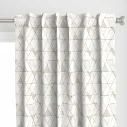 Geometric Curtain Panel - Bohemian Mod Triangles Shapes Gold Custom White By Crystal_Walen - thumbnail 1