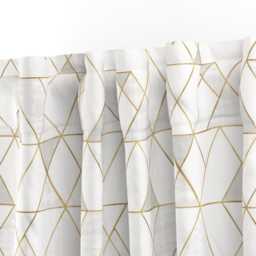 Geometric Curtain Panel - Bohemian Mod Triangles Shapes Gold Custom White By Crystal_Walen - thumbnail 3