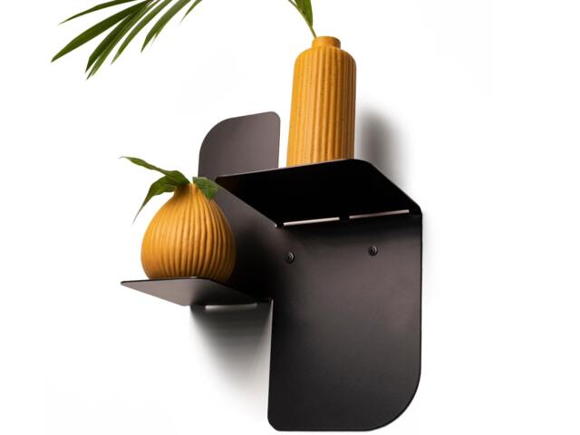 Small Metal Wall Shelf, Geometric Plant Shelves, Modern Steel Hanging Unit, Black Handmade Furniture Shelving, Camera Mount - image 1