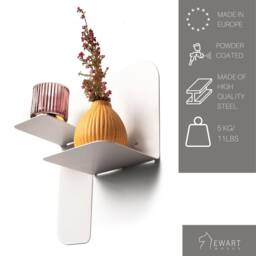 Small Metal Wall Shelf, Geometric Plant Shelves, Modern Steel Hanging Unit, Black Handmade Furniture Shelving, Camera Mount - thumbnail 2
