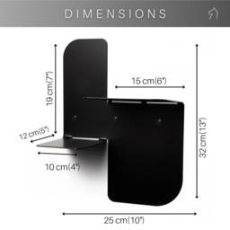 Small Metal Wall Shelf, Geometric Plant Shelves, Modern Steel Hanging Unit, Black Handmade Furniture Shelving, Camera Mount - thumbnail 3