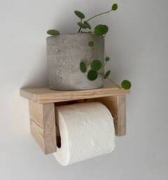 Rustic Reclaimed Wood Toilet Roll Holder With Shelf