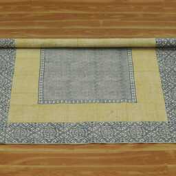 Blue & Yellow Bordered Area Rug - Traditional Medallion Pattern - thumbnail 2