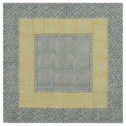 Blue & Yellow Bordered Area Rug - Traditional Medallion Pattern - thumbnail 3