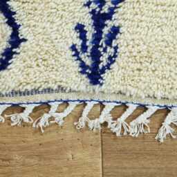 Blue Handmade Wool Berber Runner Rug Custom Moroccan Design - thumbnail 2