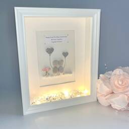 Couples Anniversary Wedding Vow Renewal Her Him Birthday Pebble Art Personalised Picture Frame Wife Husband Boyfriend Girlfriend Stone - thumbnail 2