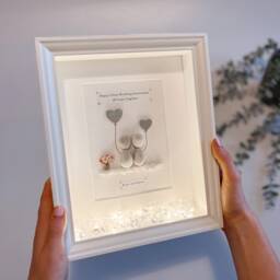 Couples Anniversary Wedding Vow Renewal Her Him Birthday Pebble Art Personalised Picture Frame Wife Husband Boyfriend Girlfriend Stone - thumbnail 1