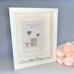 Couples Anniversary Wedding Vow Renewal Her Him Birthday Pebble Art Personalised Picture Frame Wife Husband Boyfriend Girlfriend Stone - thumbnail 3