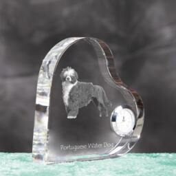 Portuguese Water Dog - Crystal Clock in The Shape Of A Heart With Image Pure-Bred Dog - thumbnail 3