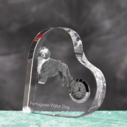 Portuguese Water Dog - Crystal Clock in The Shape Of A Heart With Image Pure-Bred Dog - thumbnail 2