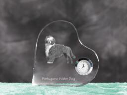 Portuguese Water Dog - Crystal Clock in The Shape Of A Heart With Image Pure-Bred Dog - thumbnail 1
