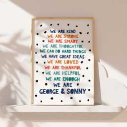 Brother Prints, Boys Bedroom Decor, Affirmations, Wall Art, Motivational Positive Affirmation Twin Orange - thumbnail 1
