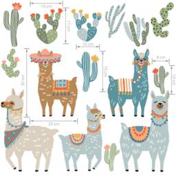Llamas Set Wall Decal/Nursery Decor Cactus Llamas Wall Stickers - thumbnail 2