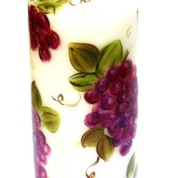 Hand Painted Grapevine Pillar Candle Tuscan Grapes Decor, Mediterranean Decorations - thumbnail 4