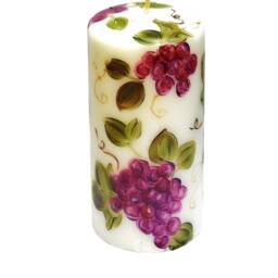 Hand Painted Grapevine Pillar Candle Tuscan Grapes Decor, Mediterranean Decorations - thumbnail 3