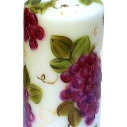 Hand Painted Grapevine Pillar Candle Tuscan Grapes Decor, Mediterranean Decorations - thumbnail 2