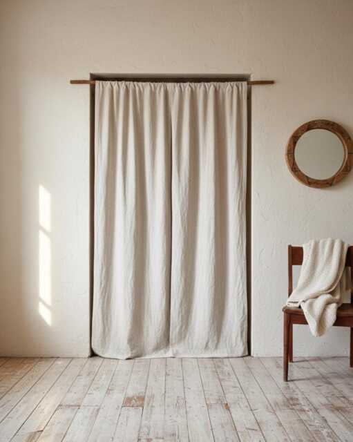 stonewashed Linen Curtain Panel - Sheer Rod Pocket Drapes, Handmade - image 1