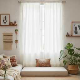 stonewashed Linen Curtain Panel - Sheer Rod Pocket Drapes, Handmade - thumbnail 3