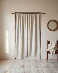 stonewashed Linen Curtain Panel - Sheer Rod Pocket Drapes, Handmade