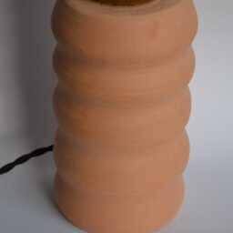 Handmade Ceramic Lamp - Finished in Natural Waxed Clay, With Golden Brass Details - thumbnail 3