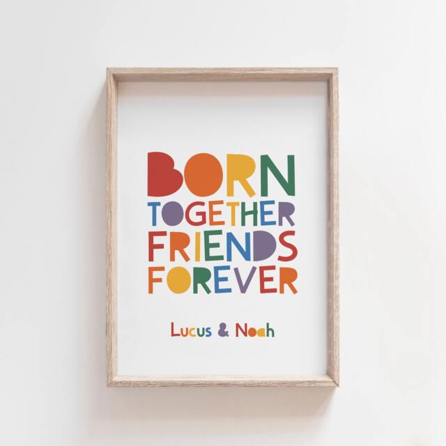 Twins Bedroom Prints, Wall Art, Twin Quotes, Kids Sister Brothers Girls Bedroom, Boys Siblings - image 1