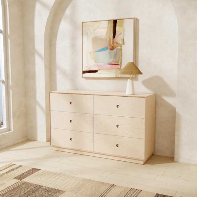 Wide Chest Of Drawers For Bedroom Hallway Bathroom, Wooden Dresser , Handmade Mid Century Modern Design, Scandinavian, Birch Plywood Cabinet - image 1