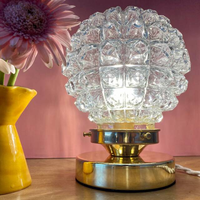 Vintage Molded Glass Globe Table Lamp - image 1