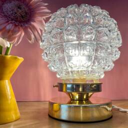 Vintage Molded Glass Globe Table Lamp
