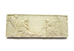 Greek Civilization, Stele Depicting Fight Between Dog & Cat, Greece, 510 B.c. Athens, National Archaeological Museum - thumbnail 1