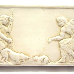 Greek Civilization, Stele Depicting Fight Between Dog & Cat, Greece, 510 B.c. Athens, National Archaeological Museum - thumbnail 3