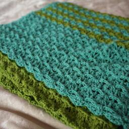 Cotton Hand Knit Baby Blanket Teal Green Blue Boy Infant Nursery Stripes Summer Lightweight Crochet Handmade Baby Shower Gift Lime Green - thumbnail 4