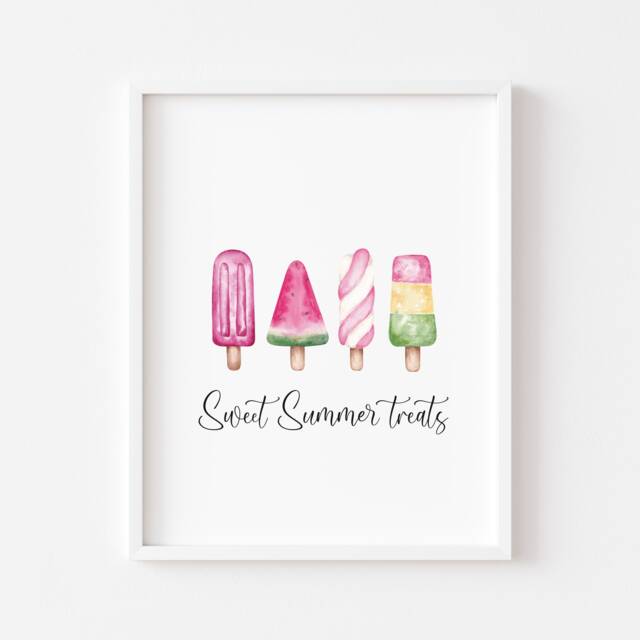 Summer Print Ice Lollies Watercolour Sweet Treats Unframed Wall Art Poster - image 1