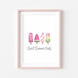 Summer Print Ice Lollies Watercolour Sweet Treats Unframed Wall Art Poster - thumbnail 3