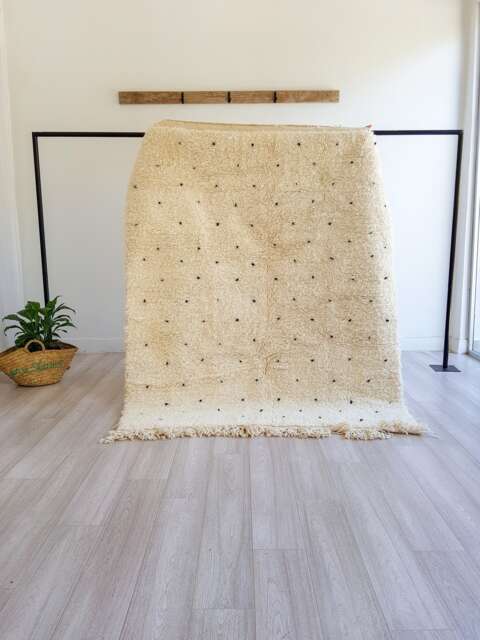 Handmade Beni Ourain Wool Rug Moroccan Polka Dot Berber Carpet - image 1
