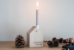 "Decorative House With Candle & Engraving ""Silently Illuminates Every House" - thumbnail 1