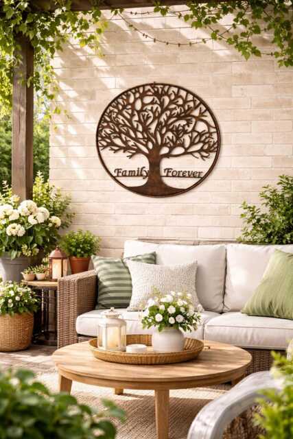Large Bronze Family Forever Metal Garden Outdoor Wall Art Plaque 80cm Diameter - image 1