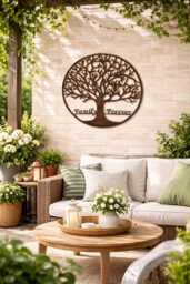 Large Bronze Family Forever Metal Garden Outdoor Wall Art Plaque 80cm Diameter