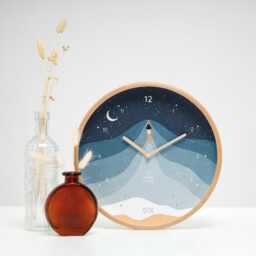 Iulia Wooden Wall Clock Blue Ocean Swimmer, Handmade in France - thumbnail 2