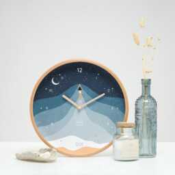 Iulia Wooden Wall Clock Blue Ocean Swimmer, Handmade in France - thumbnail 1