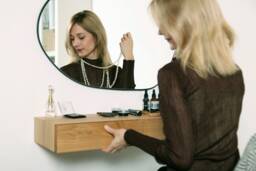 Minimalist Floating Dressing Table/Vanity - Made Of Solid Oak - thumbnail 1