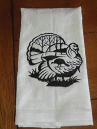 Embroidered Velour Hand Towel - Thanksgiving Turkey Beige