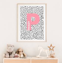 Personalised Letter/Name Print Polka Dot Girlsboys Nursery Wall Art Decor Kids Child's Room Prints Playroom Scandi Design - thumbnail 1