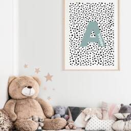 Personalised Letter/Name Print Polka Dot Girlsboys Nursery Wall Art Decor Kids Child's Room Prints Playroom Scandi Design - thumbnail 3