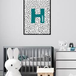 Personalised Letter/Name Print Polka Dot Girlsboys Nursery Wall Art Decor Kids Child's Room Prints Playroom Scandi Design - thumbnail 2