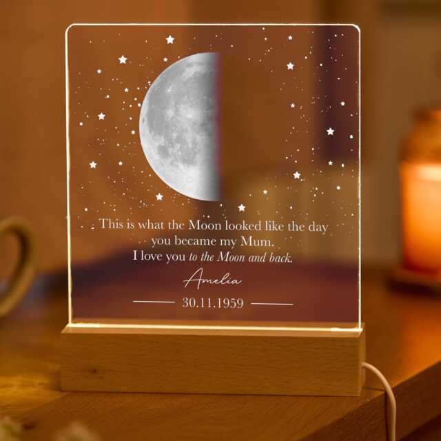 Personalised Moon Phase Lamp Gift For Mum, Custom Night Light From Daughter Or Son - image 1