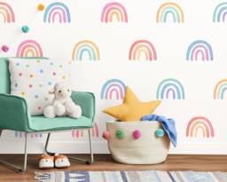 Watercolor Rainbow Wall Decals - Nursery Decor, Reusable Stickers, Kids Room Art